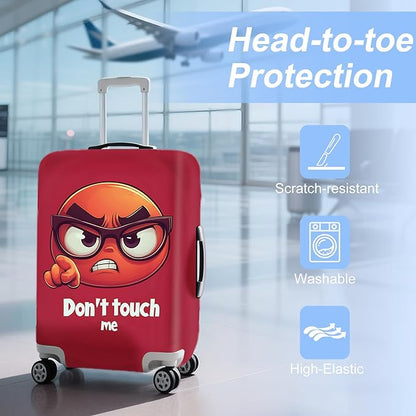 ANNA QUEEN Don't Touch Me Red Luggage Cover Washable Suitcase Protector Suitcase Cover Anti-Scratch,Stretchable Fit for 18-32Inch Luggage,Travel Bag Cover L(fits 26-28Inch suitcase)