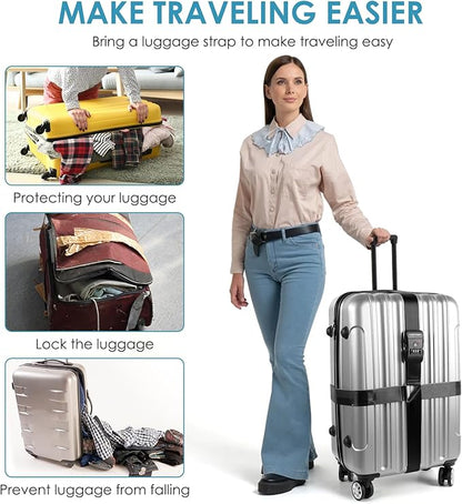 Travel Inspira Luggage Straps for Suitcases with TSA Lock, Protect Your Luggage Anti-Burst, High Visibility Color, Easy to Identify Luggage Adjustable Heavy Duty Belt for 20-32 Inch Suitcases