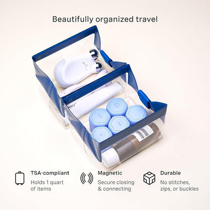 Cadence Parcel - Clear Kit with Magnetic Closure - Durable and Leak-Resistant Travel Toiletry Kit - TSA-Compliant & Modular Design - Hygiene Bag for Travel Essentials - 1 Qt - Cove