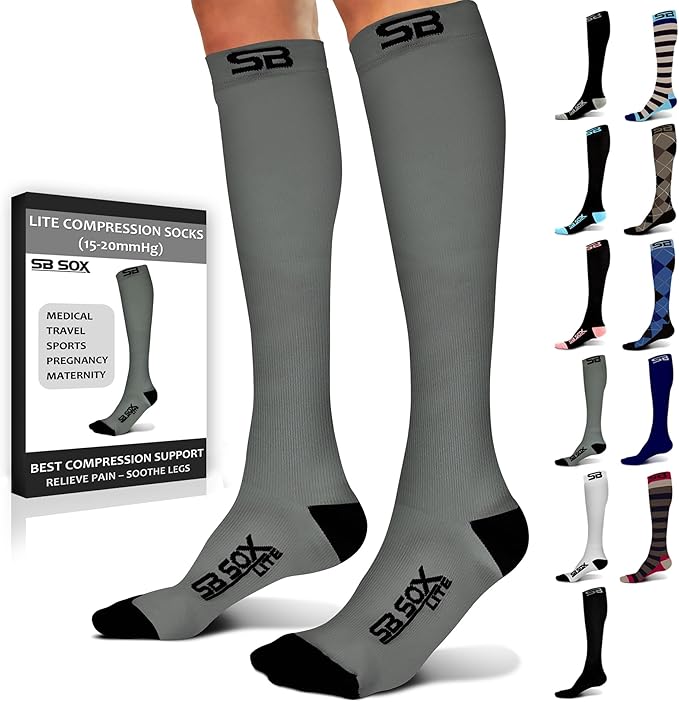 SB SOX Lite Compression Socks for Men & Women (15-20mmHg) – Best Compression Socks for Travel, Sports, and Daily Wear - XXL Sizes too!
