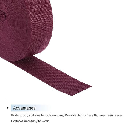 MECCANIXITY Lightweight Polypropylene Webbing Strap 2" 25 Yard Backpack Strapping Band Dark Red for Outdoor Luggage Cargo Straps