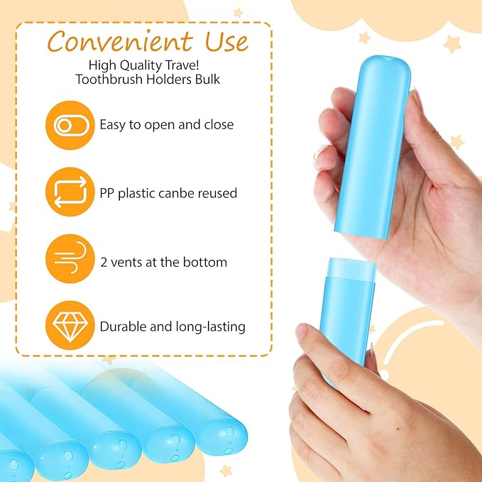 48 Pcs Travel Toothbrush Case Holder, 6 Colors Bulk Toothbrush Holders Portable Plastic Toothpaste Cover Protector Dust-proof Toothbrushes Storage for Travel Camping School Business Home