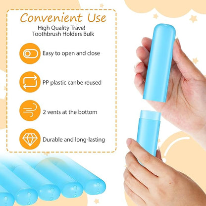 48 Pcs Travel Toothbrush Case Holder, 6 Colors Bulk Toothbrush Holders Portable Plastic Toothpaste Cover Protector Dust-proof Toothbrushes Storage for Travel Camping School Business Home