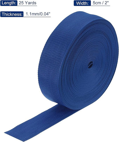 MECCANIXITY Lightweight Polypropylene Webbing Strap 2" 25 Yard Backpack Strapping Band Blue for Outdoor Luggage Cargo Straps