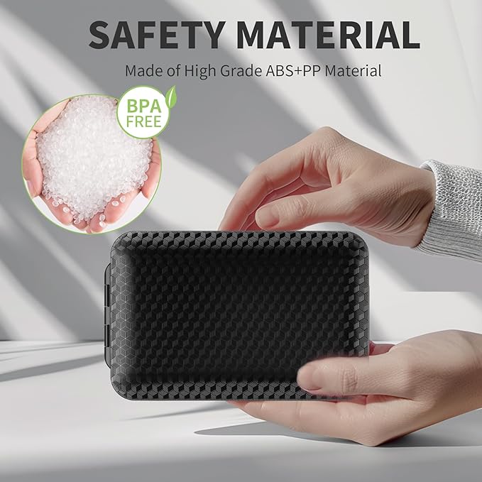 Restree Weekly Pill Organizer, Magnetic Moisture Proof Pill Case, Large Capacity Travel Pill Box with Inner Clear Lid for Vitamins, Supplements, and Daily Medications 8 Compartment (Black)