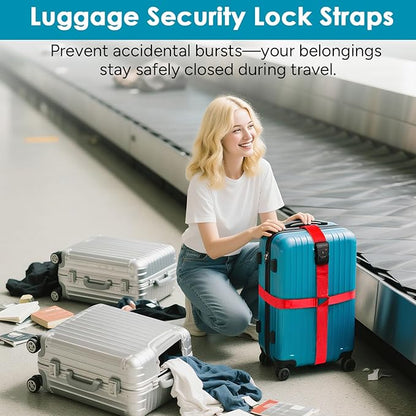 Travel Inspira Luggage Straps for Suitcases with TSA Lock, Protect Your Luggage Anti-Burst, High Visibility Color, Easy to Identify Luggage Adjustable Heavy Duty Belt for 20-32 Inch Suitcases