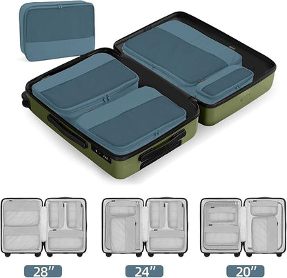 4 Piece Compression Packing Cubes for Suitcases and Backpack, Lightweight Travel Organizer Bags (Gray Blue)