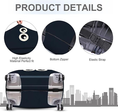 ANNA QUEEN Navy Blue Cartoon Eyes Luggage Cover, Funny Suitcase Protector for 24-26 Inch Luggage, Stretchable & Washable Travel Cover, Cute, Durable & Easy to Spot