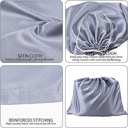 10 Pack Dust Bags for Purses and Handbags, Silk Dust Cover Storage Bag with Drawstring Travel Storage Pouch for Handbag Purse Shoes Boots (Gray, 19.6 × 15.7 in)