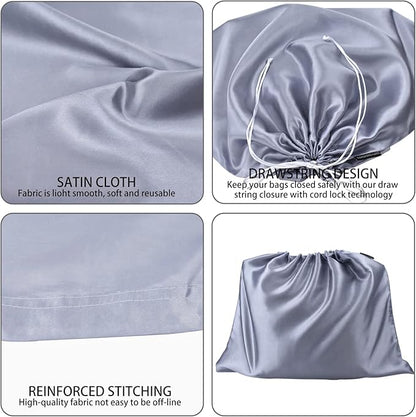 6 Pack Dust Bags for Handbags Silk Dust Cover Bag for Handbags Purses Shoes Boots, Silk Dustproof Drawstring Bag Travel Storage Pouch (Gray, 19.6 × 15.7 in)