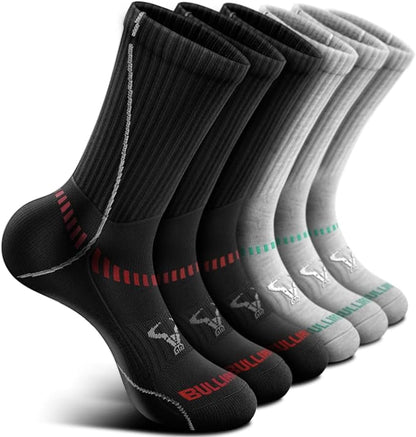 BULLIANT Compression Socks for Men 6Pairs, Athletic Crew Socks Cushioned For Men Sports Running-Arch Support