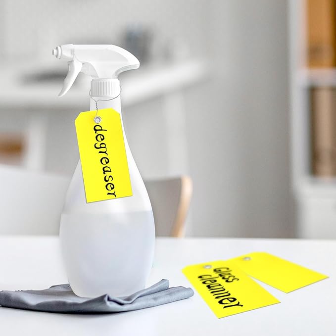 1000 Pieces Plastic Shipping Tags with wire Labeling Tags Waterproof Hang Tags with Reinforcement Hole Writable Luggage tag Loops for Equipment Inventory Parts Garage Storage (Yellow, 4 3/4" x 2 3/8")