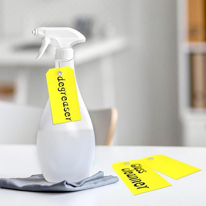 1000 Pieces Plastic Shipping Tags with wire Labeling Tags Waterproof Hang Tags with Reinforcement Hole Writable Luggage tag Loops for Equipment Inventory Parts Garage Storage (Yellow, 4 3/4" x 2 3/8")
