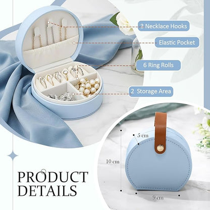 Weysat 12 Pack Travel Jewelry Case Mini Leather Bridesmaid Jewelry Gift Box Bulk Small Earring Storage Organizer (Blue)