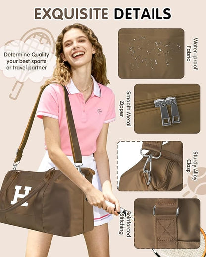 Birthday Graduation Gifts for Daughter,Initial Travel Duffel Bag Sports Gym Bag for Girls Teen Kids Birthday Gifts,Personalized Weekender Bag Carry On Tote Bags Cute Overnight Bag for Women(Brown, H)