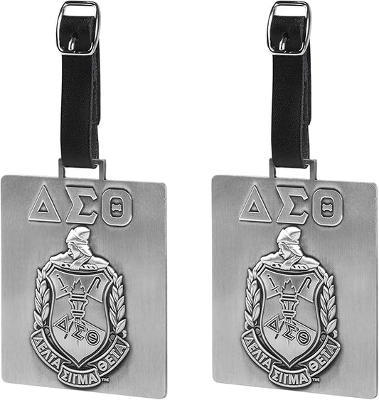 Delta Sigma Theta Sorority Paraphernalia - Official Vendor - Travel Luggage Tags - Set of 2 - Greek Letters and Shield
