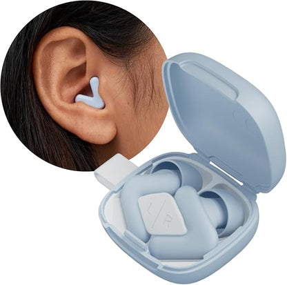 Alpine Silence Earplugs for Sleep, Focus & Travel - V-Shape Snug Fit & Soft Oval Tips – 4 Sizes XS/S/M/L - Comfortable, Reusable Hearing Protection - up to 25dB – Blue