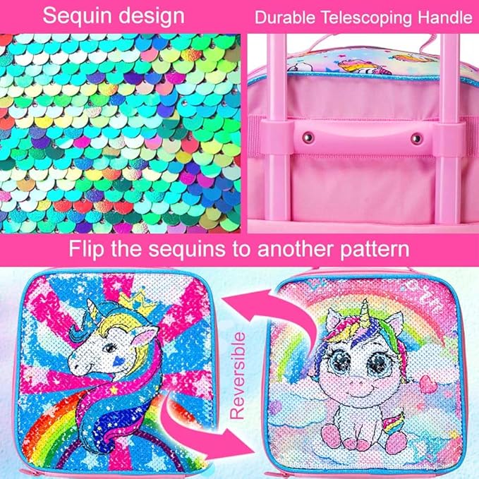 Kids Suitcase with Wheels for Girls and Boys, Rolling Carry on Luggage for Toddler Children