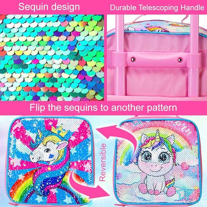 Kids Suitcase with Wheels for Girls and Boys, Rolling Carry on Luggage for Toddler Children