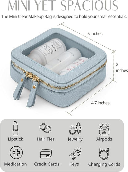 Popvibe Clear Makeup Bag Travel Cosmetic Case Transparent Toiletry Bag with Zipper, Portable Make Up Organizer Traveling Compact Car Bag for Essentials