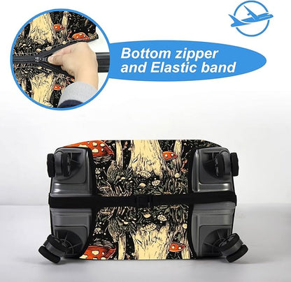 Luggage Cover Protector for 30-32 Inch Suitcases, TSA Approved Elastic Travel Suitcase Covers, Anti-Scratch Washable Luggage Sleeve for Carry On & Checked Bags, Frog Mushroom