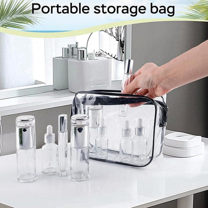 34 Piece Glass Travel Bottles for Toiletries TSA Approved Mini Makeup Containers with Toiletry Bag Refillable BPA Free Skincare Container Leak Proof for Serums, Moisturizers, Toners, Cream