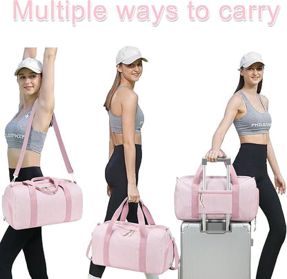 BLUBOON Duffle Bag Girls Kids Cute Gym Bag with Shoes Compartment & Wet Separation Waterproof Sports Overnight Travel Bag