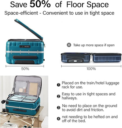 Hanke 26 Inch Large Luggage Hard Shell Top Opening Aluminum Frame Hardside Suitcase with Spinner Wheels, Checked Luggage for Men & Women Travel, Caribbean Blue