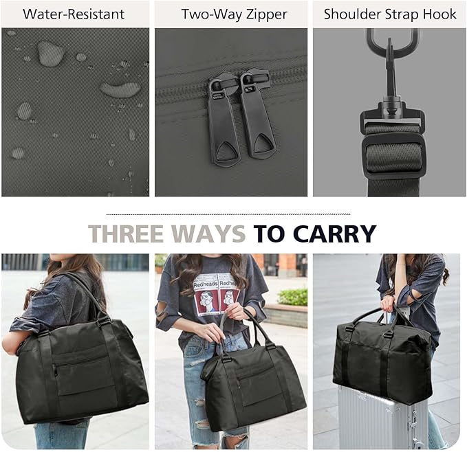 Travel Duffle Bag, Waterproof Weekender Bag Carry On Tote Bags for Women, Travel Essentials Sport Gym Bag for Men, Hospital Bag for Labor and Delivery, Overnight Bag Luggage Bag with Trolley Sleeve