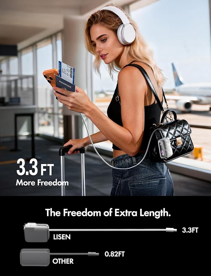 LISEN 3 in 1 Fast Travel Charger, 35W Power Bank Fast Charging Portable Charger with Wall Plug Built in Cable, 7000mAh Traveling Essentials Christmas Vacation Gifts for iPhone 17 16 Pro Samsung S25 24