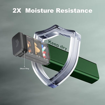 7 Day Weekly Metal Pill Organizer Travel, Kursoaya Premium Aluminum Daily Pill Box, Cute Portable Pill Case, Large Capacity Pill Holder for Supplements, Pills, Vitamins, Medicine (Hunter Green)