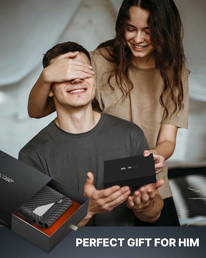 typecase Tactical Wallet for Men Card Holder: Pop Up Card Case, Genuine Leather, Smart, RFID Blocking, Slim, Minimalist, Thin, Front Pocket - 9-13 Card Capacitiy, ID Window, Money Clip (Orange)