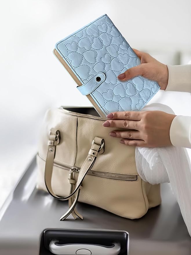 Travel Jewelry Organizer Case, Portable Jewelry Storage Book Ring Binder with Clear Pockets for Presentation, Zipper Pouch Holder Bag for Bracelet, Necklace, Earring, Ring(Blue)