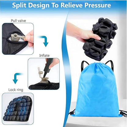 Travel Seat Cushion U-Shape Airplane Seat Cushion for Long Flights 3D Air Inflatable Pressure Relief Cushion for Hemorrhoid and Tailbone Pain Relief in Car, Air Travel, Office Chairs, Home Living