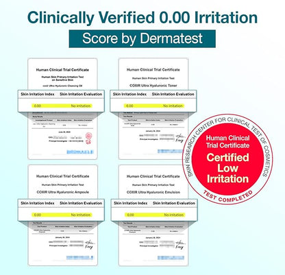 [Christmas Gift] coxir Ultra Hyaluronic Holiday Gift Set – Cleansing Oil + Toner + Ampoule + Cream |Mini Skincare Kit, Travel-Size Korean Skincare Set, Hydrating Routine | Christmas Mini Gift