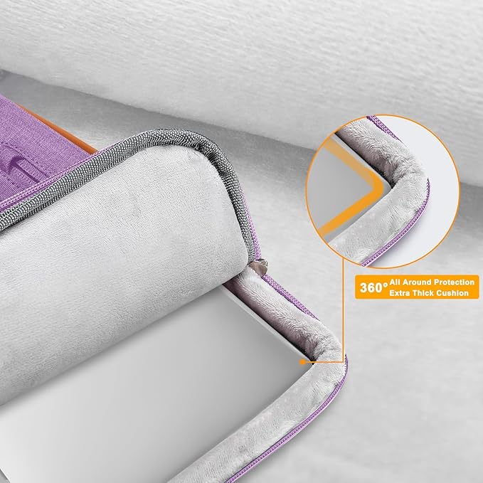 MOSISO 360 Protective Laptop Shoulder Bag,15 inch Computer Bag Compatible with MacBook Air M4 M3 M2/Pro A1990 A1707, Dell XPS Plus,Side Open Messenger Bag with 4 Zipper Pockets&Handle, Lilac