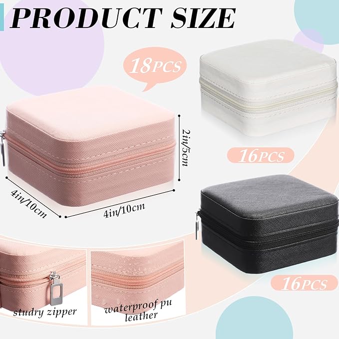 Batiyeer 50 Pcs Small Jewelry Travel Case Bulk Mini Jewelry Box Wedding Bridesmaid Proposal Return Gift for Pooja(White Pink Black)