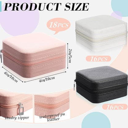 Batiyeer 50 Pcs Small Jewelry Travel Case Bulk Mini Jewelry Box Wedding Bridesmaid Proposal Return Gift for Pooja(White Pink Black)