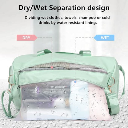 MABROUC Duffle Bag For Women, Sports Duffel Bag for Gym with Wet Pocket & Shoe Compartment, Overnight Weekender Travel Bag