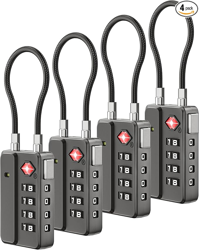 LUGGEX TSA Locks for Luggage, One-Button Reset TSA Approved Luggage Locks, Suitcase Locks, Ease of Use & Durable