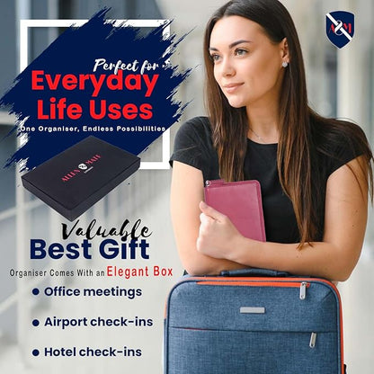 ALLEN & MATE Passport Holder Travel Wallet, 100% Leather RFID Blocking Travel Document Organiser for Men & Women