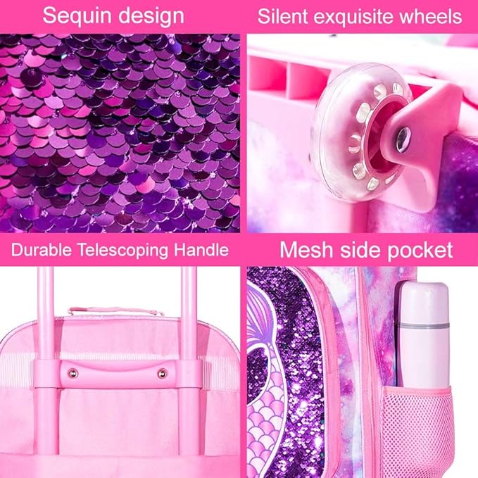 Kids Suitcase with Wheels for Girls and Boys, Rolling Carry on Luggage for Toddler Children