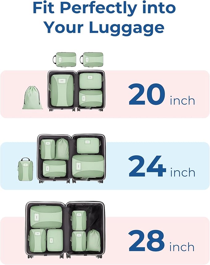 BAGSMART Compression Packing Cubes, 6 PCS Packing Cubes for Suitcases, Travel Bags Organizer for Luggage, Lightweight Packing Cube for Travel Essentials