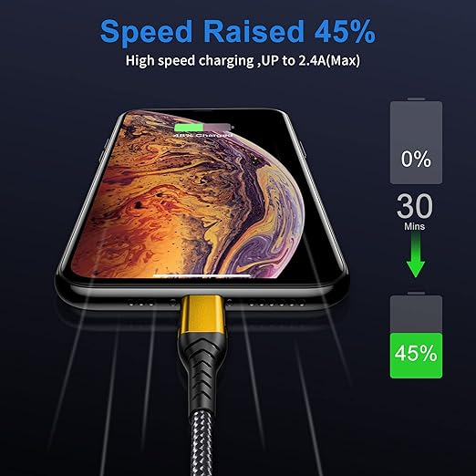 iPhone Charger, [Apple MFi Certified] 3Pack 10FT USB A Cable for Lightning Charger Cable, Fast iPhone Charging Cord Compatible with with iPhone Xs Max/XS/XR/X/8/7/6S/6/Plus/SE/iPad(Gold)