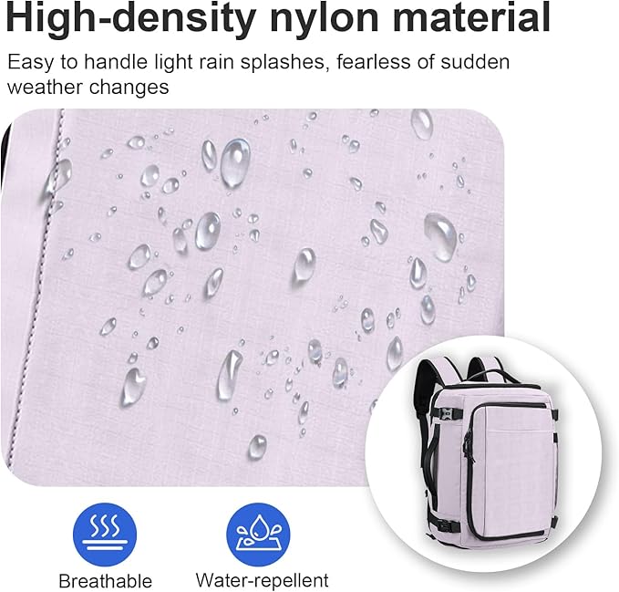 Carry On Travel Backpack with Shoe Compartment Flight Approved Laptop Backpack Expandable Work Business Backpack for Women Men Casual Daypack, Purple