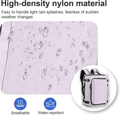 Carry On Travel Backpack with Shoe Compartment Flight Approved Laptop Backpack Expandable Work Business Backpack for Women Men Casual Daypack, Purple