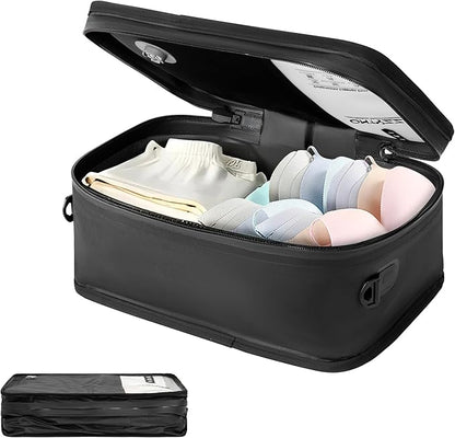 ONTYZZ Travel Vacuum Compression Bags 12 inch Space Saver Bags Vacuum Travel Case with IP67 Waterproof Zipper for Socks, Underwear, One Bag Black