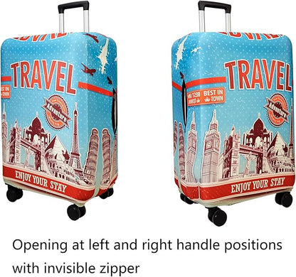 WUJIAONIAO Travel Luggage Cover Baggage Suitcase Cover Protector Skins 18-32 Inch (Tourist Attraction A28, XL (for 29-32 inch luggage))
