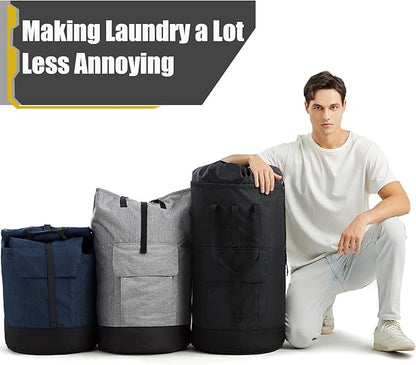 Laundry Backpack Bag 115L, Heavy Duty Laundry Bags with Shoulder Straps, Dirty Clothes Bag for College Dorm Essentials, Hamper Backpack for Travel, Laundromat, Apartment, Beach, Camping