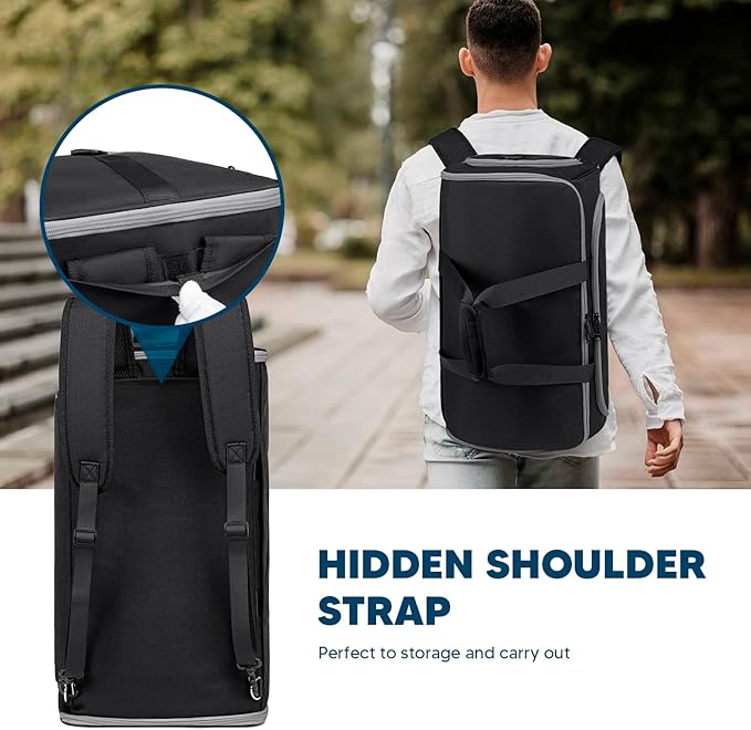 Convertible Garment Bags for Travel, 4 in 1 Duffle Bag for Travel 58L Capacity Carry on Garment Bag with Shoes Compartment Travel Garment Bag with Shoulder Straps Suit Bag for Men Women,Black